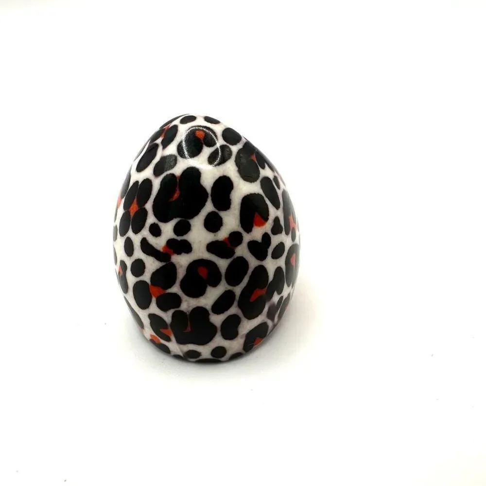Black and orange leopard cocktail ring